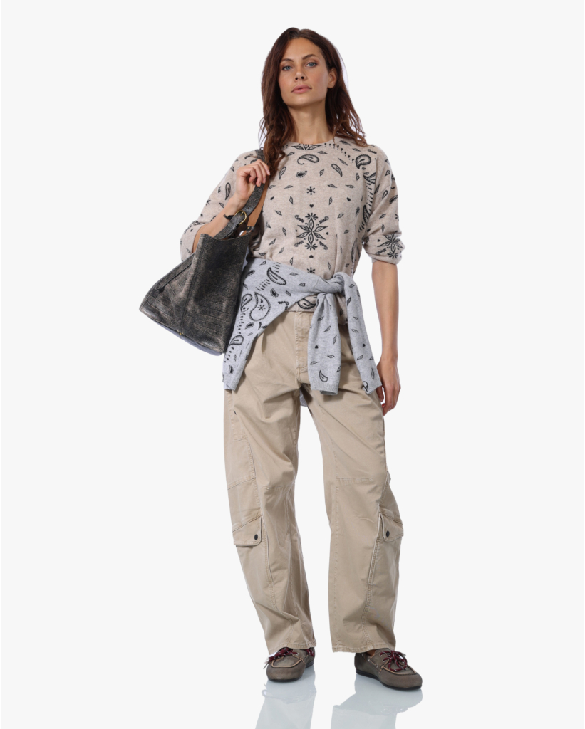 Ariane Cashmere Print Sweater Oat