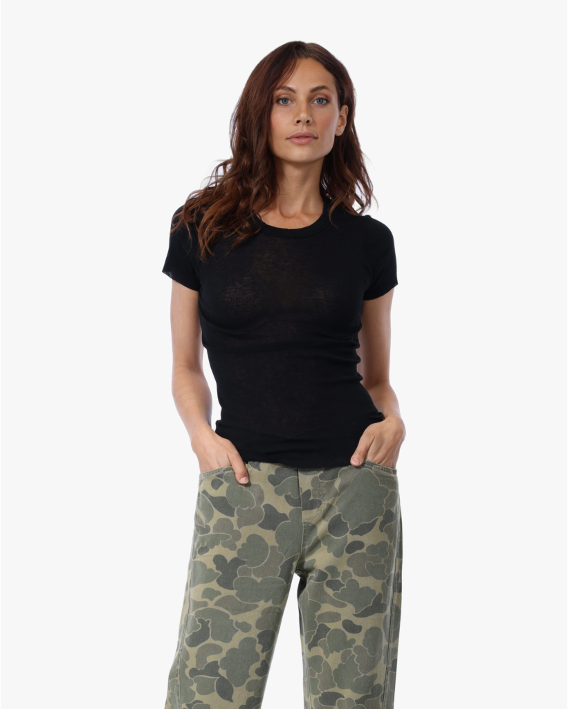Katoen/Kasjmiermix Ribbed Crew Zwart