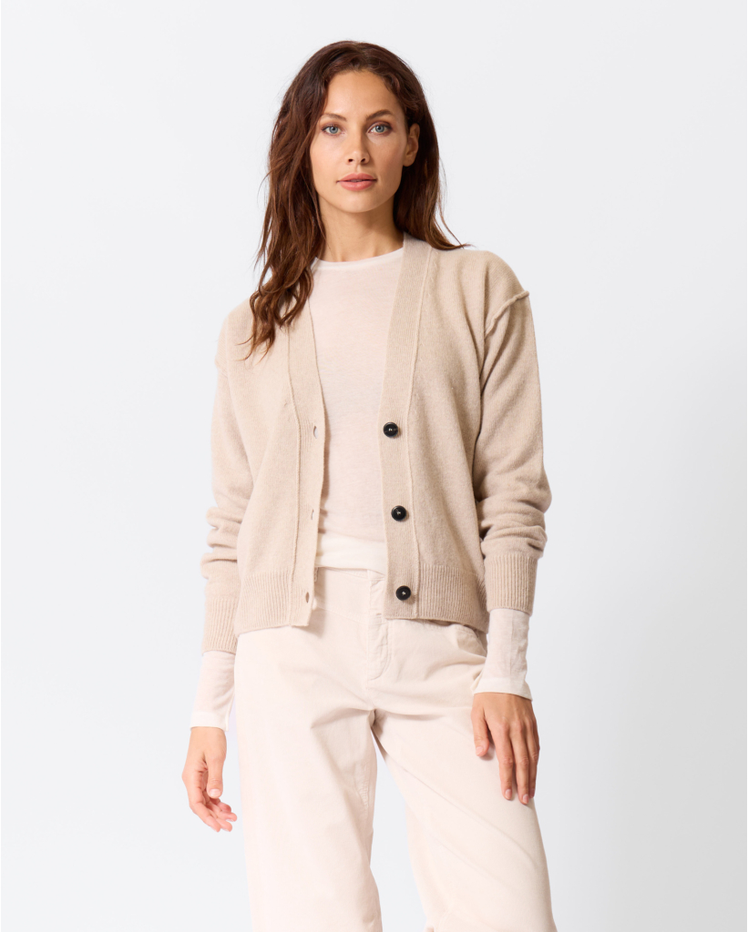 Wol/Cashmere V-hals Vest Ivory
