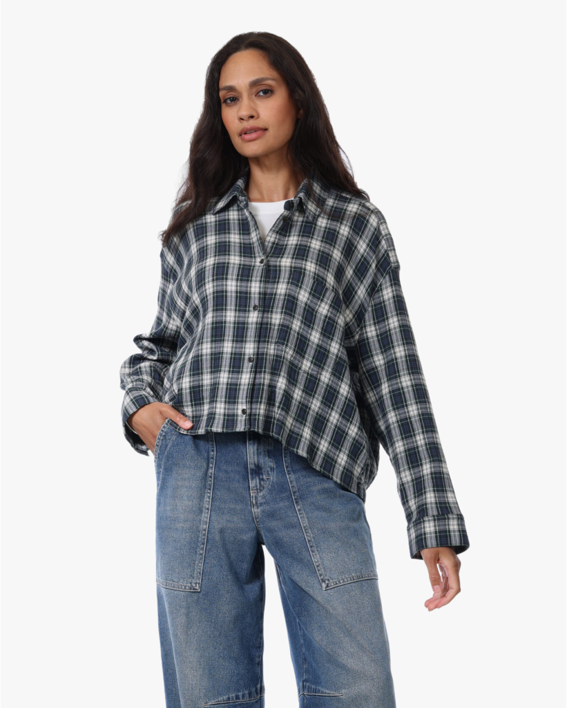 Oops Check Blouse Groen/Blauw