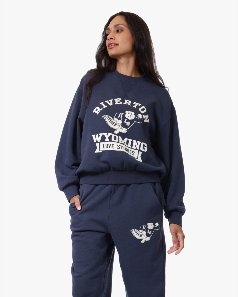 Sloane Crewneck Sweater met Print Donkerblauw