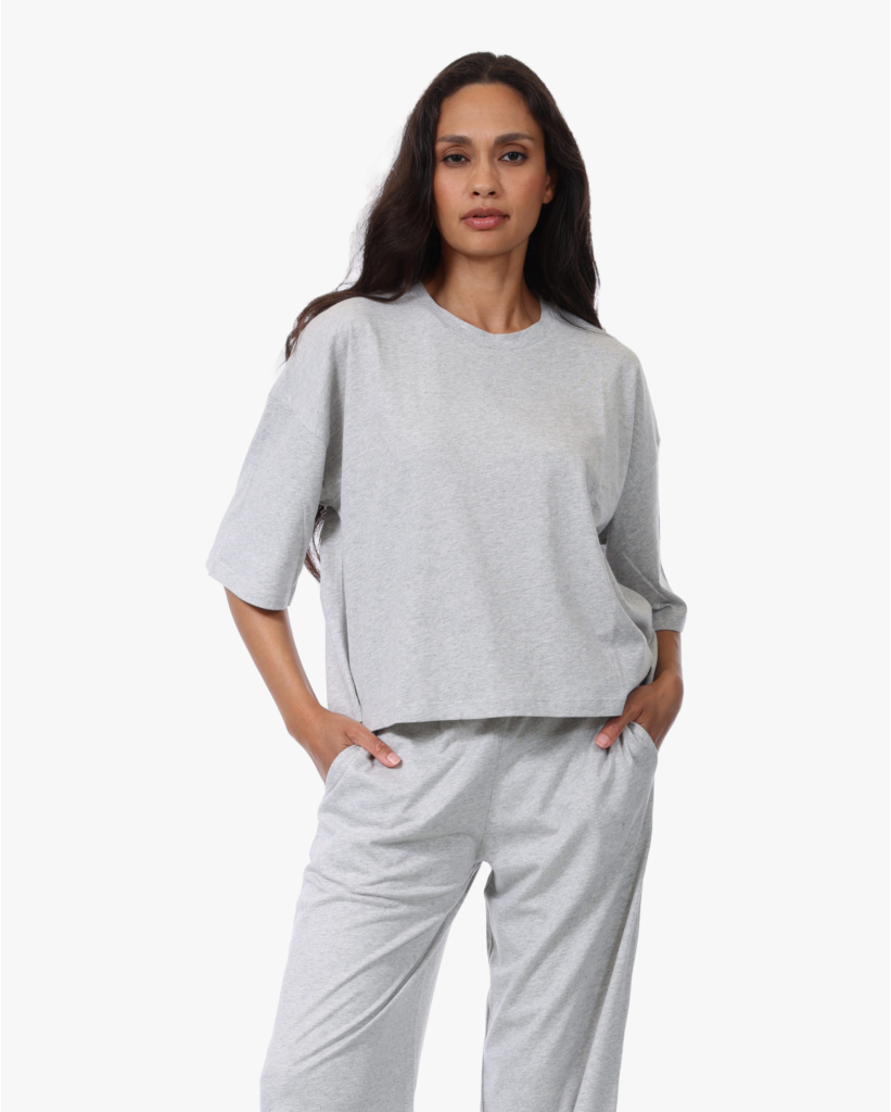 Klaxon T-shirt Korte Mouw Ronde Hals Grijs