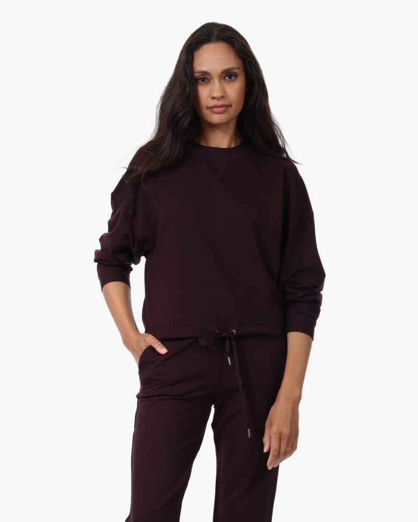 Soft Touch Sweater met Trekkoord Aubergine