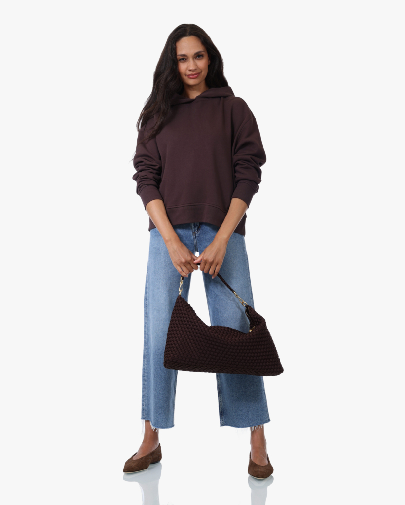 Sweater Hoody met Print Mahogany Brown