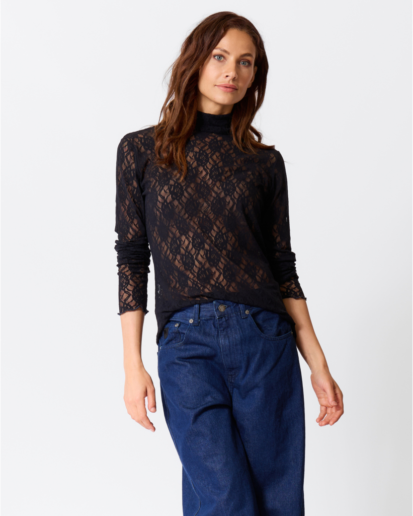 Kanten Longsleeve met Col Dark Saphire