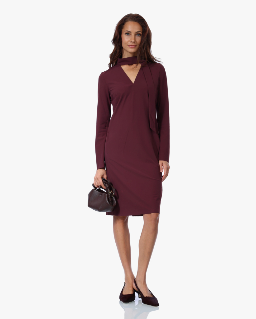 Nayomi Midi Jurk met Ceintuur Merlot