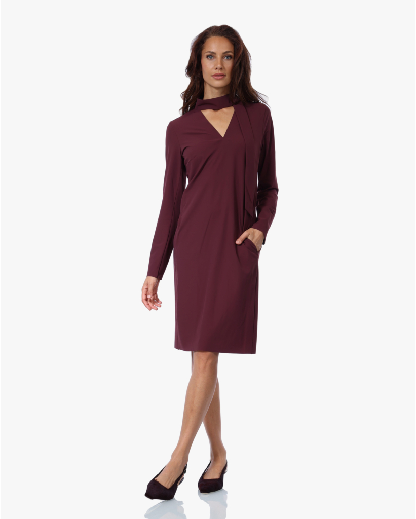 Nayomi Midi Jurk met Ceintuur Merlot