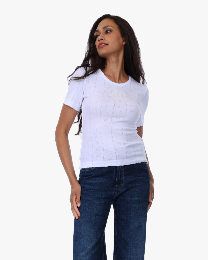 Vlinder Tee met Patch Bright White