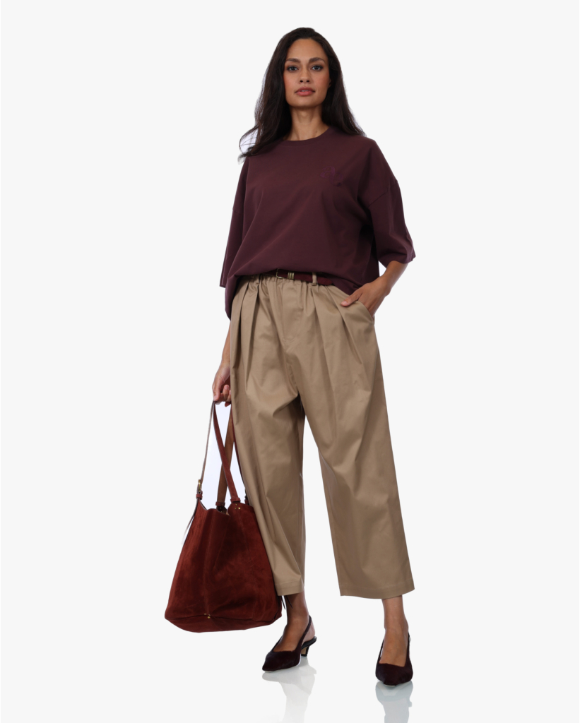 Eloise Boxy T-shirt met Print Burgundy