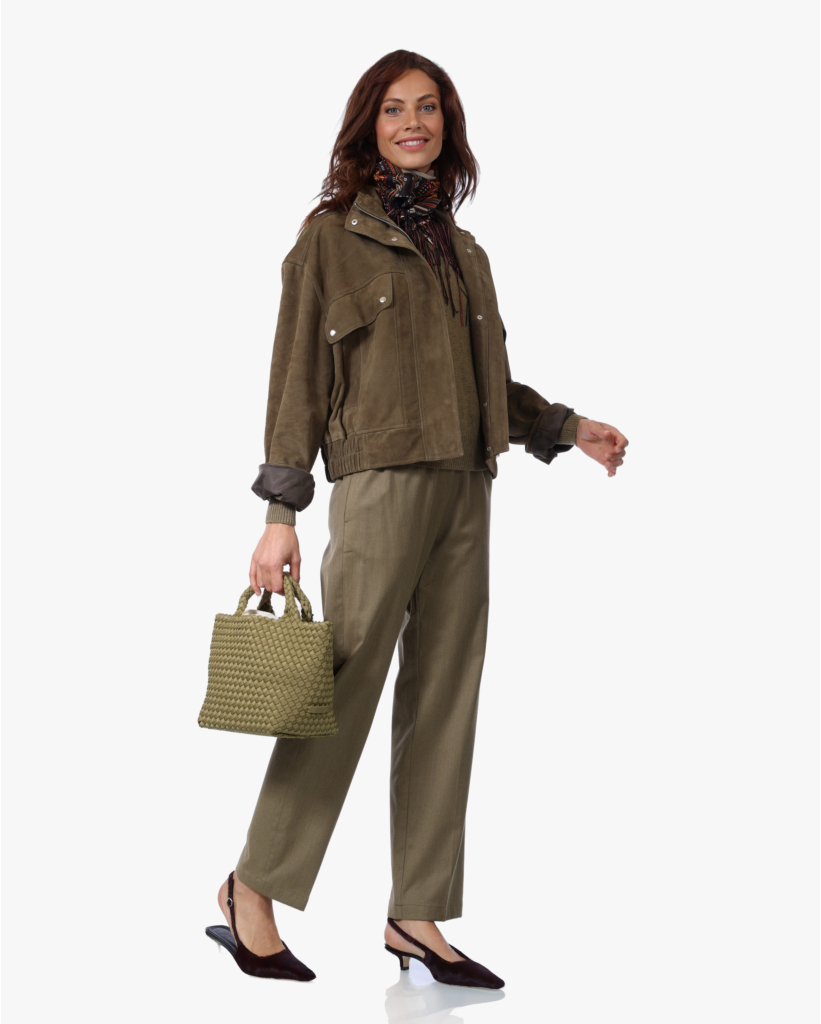Beccy Suede Bomber Jack Kaki Groen
