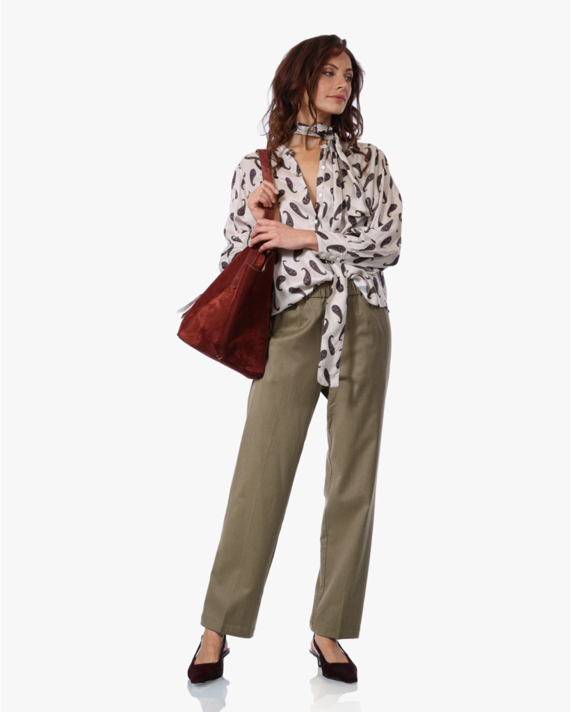 Colza Zijdemix Blouse met Print Ecru
