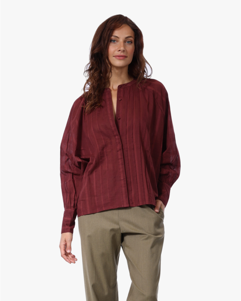 Celesmo Sheer Blouse Prune