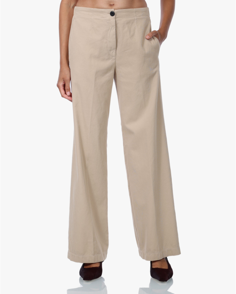 Pantalon van Geborstelde Keperstof Sand