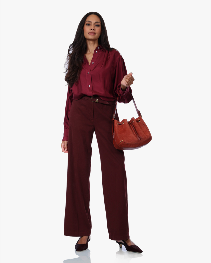 Zijde Twill Blouse Burgundy