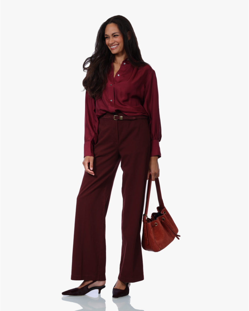 Pantalon van Geborstelde Keperstof Burgundy