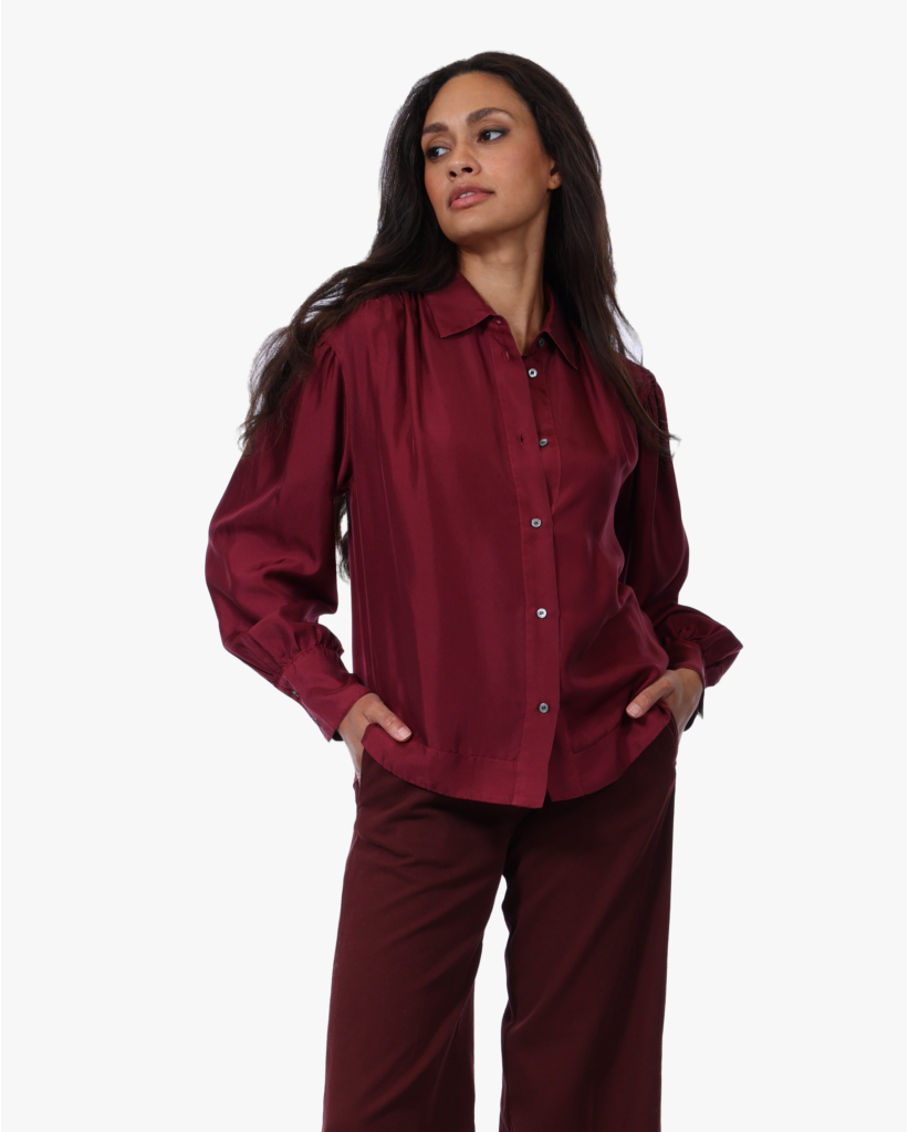 Zijde Twill Blouse Burgundy