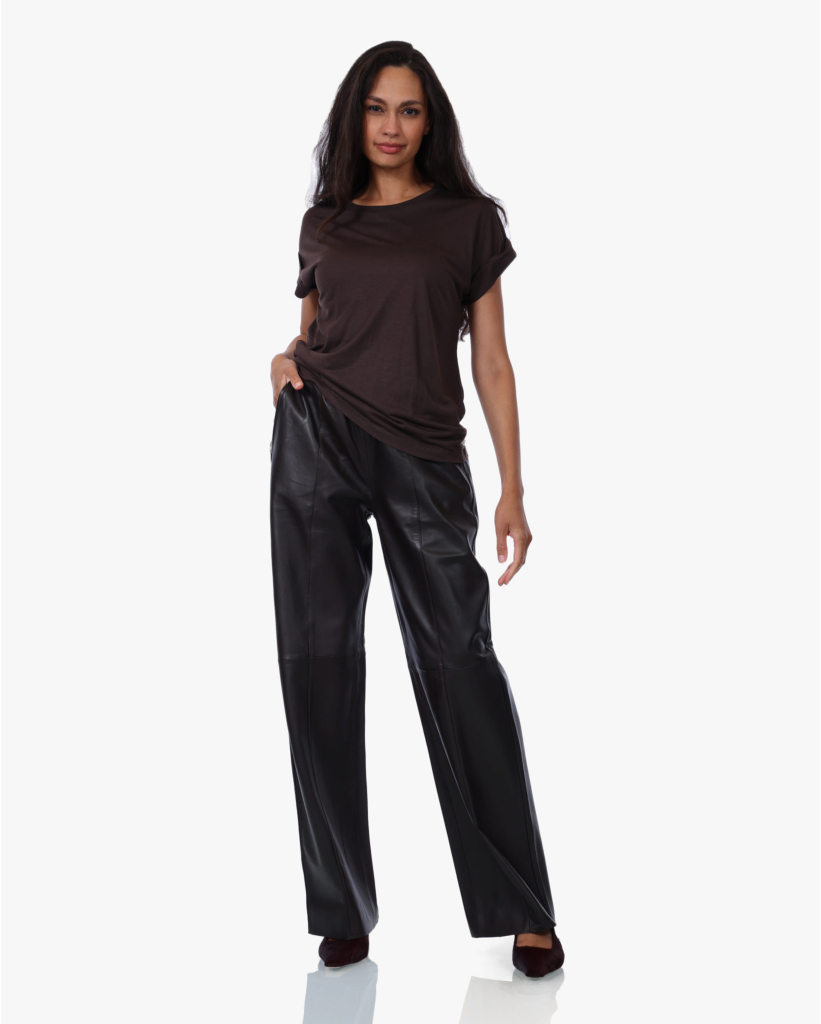 T-shirt met Omgeslagen Mouw Mahogany Brown