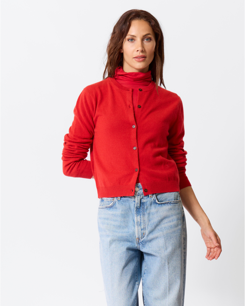 Wol/Cashmereblend Vest Cinnabar Rood