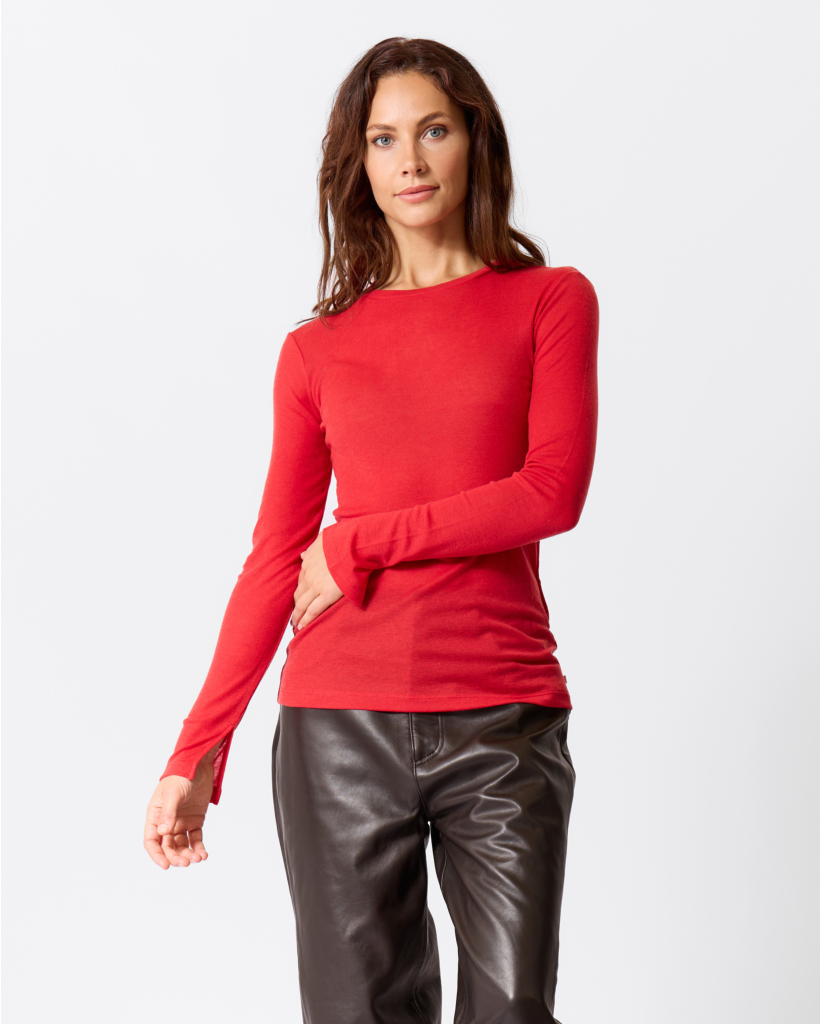 Lyocell-Wol Longsleeve Cinnabar Red