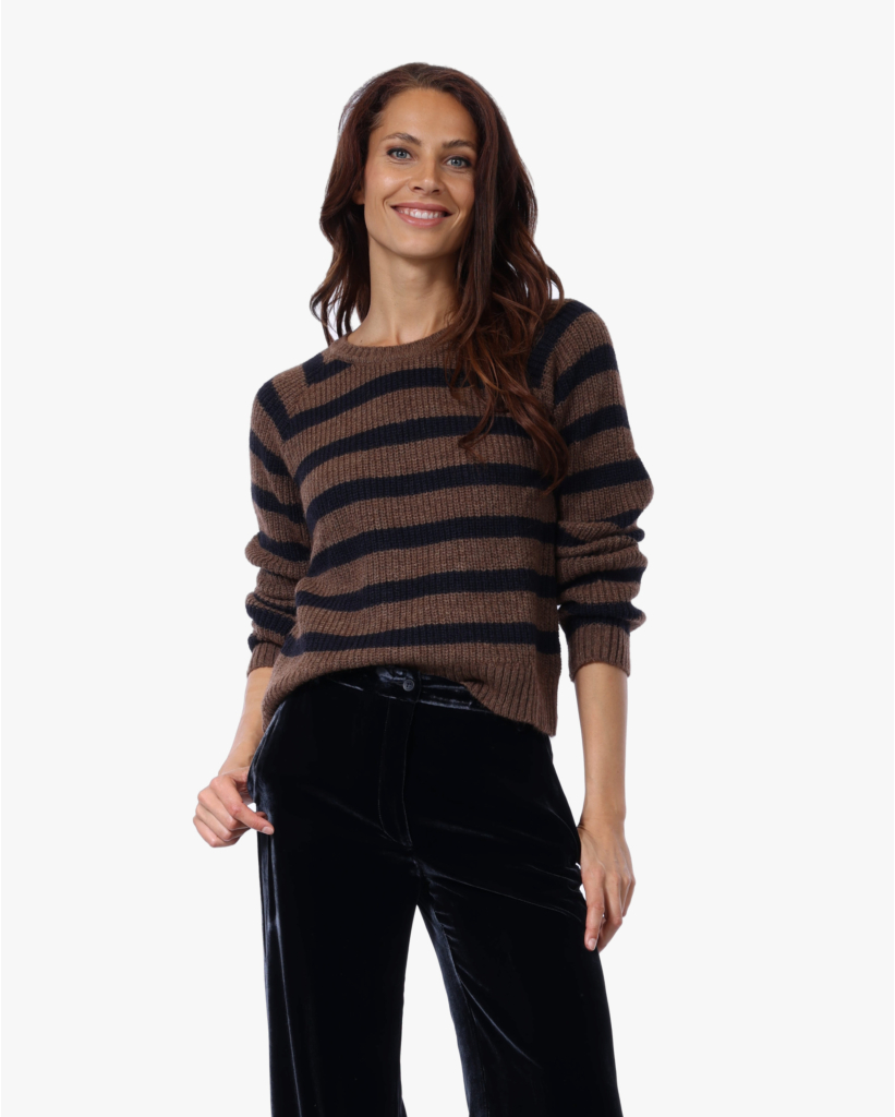 Pesuo Alpacablend Striped Knit Camel/Marine