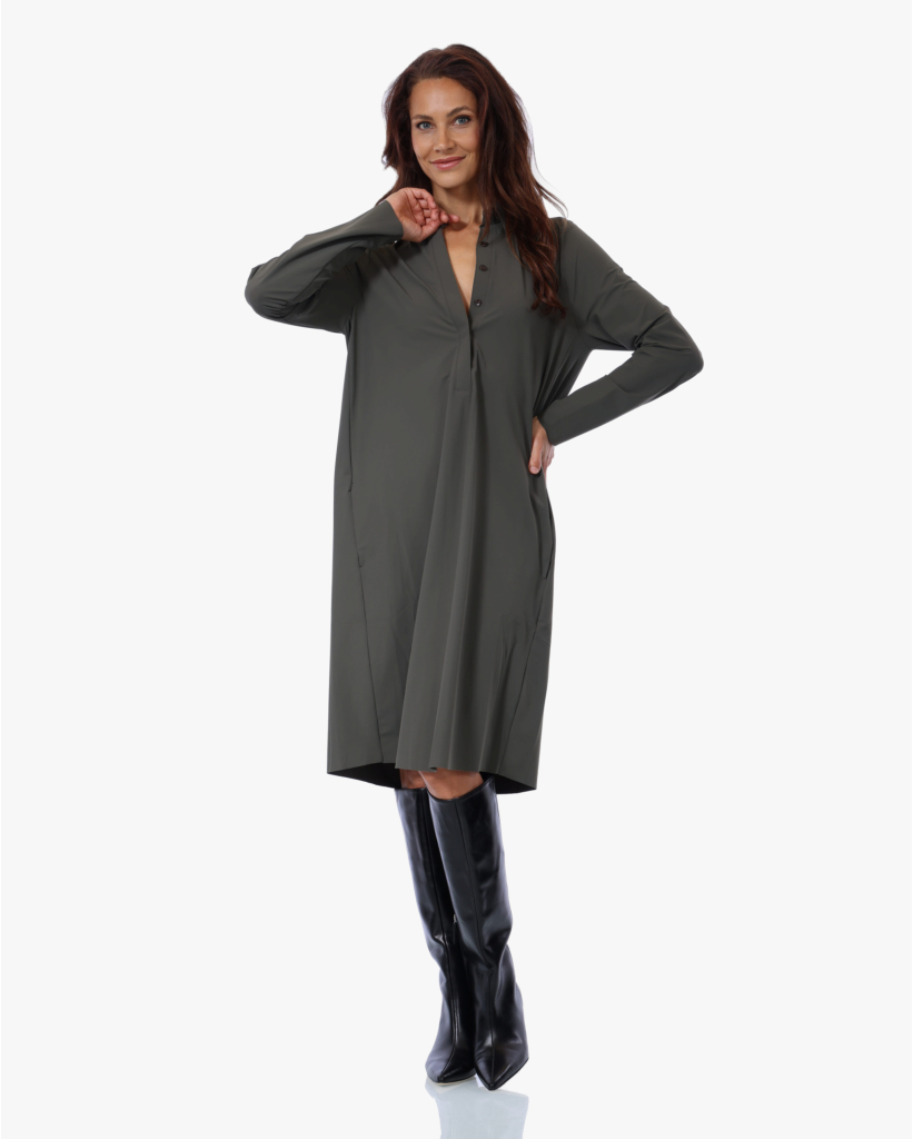 Riku Travel Midi Jurk Olive Night