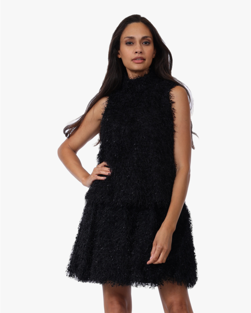 Halira Fringe Top Zwart