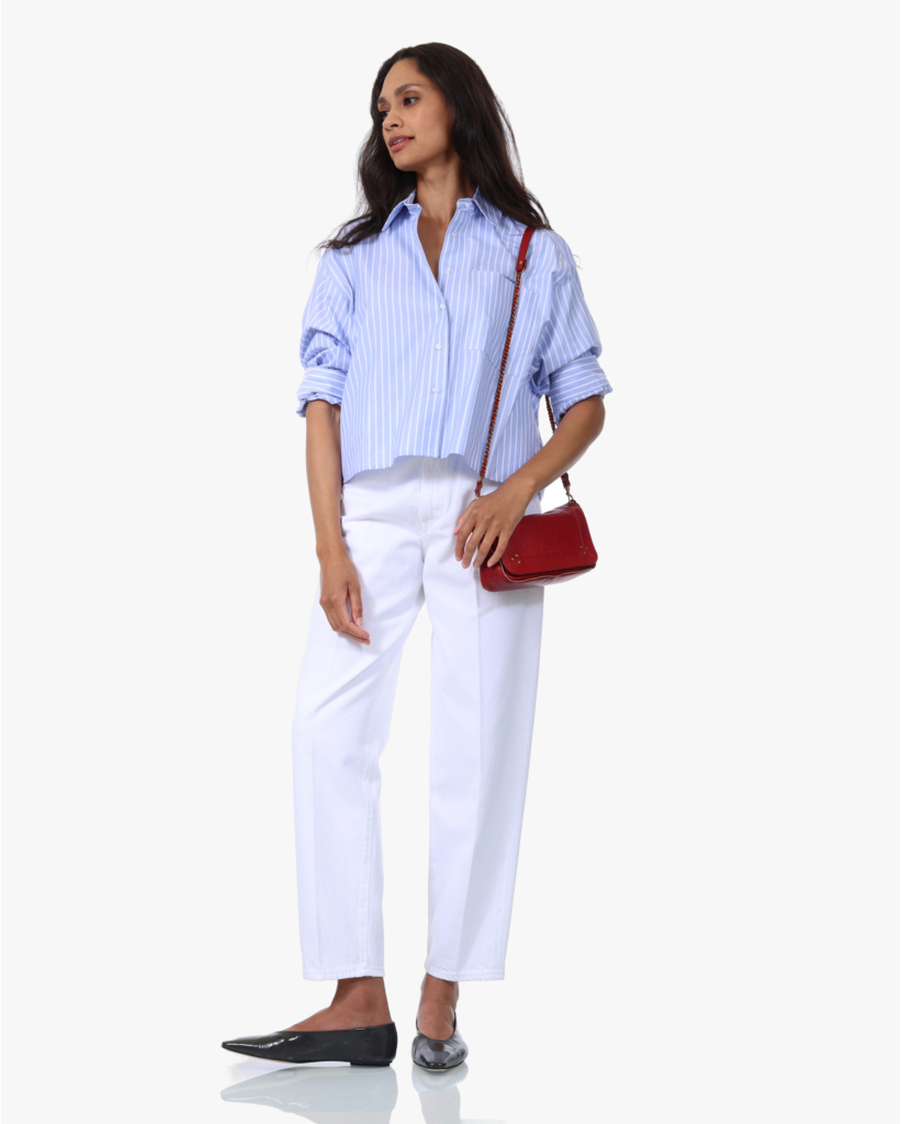 Ocean Cropped Blouse Blue Stripe