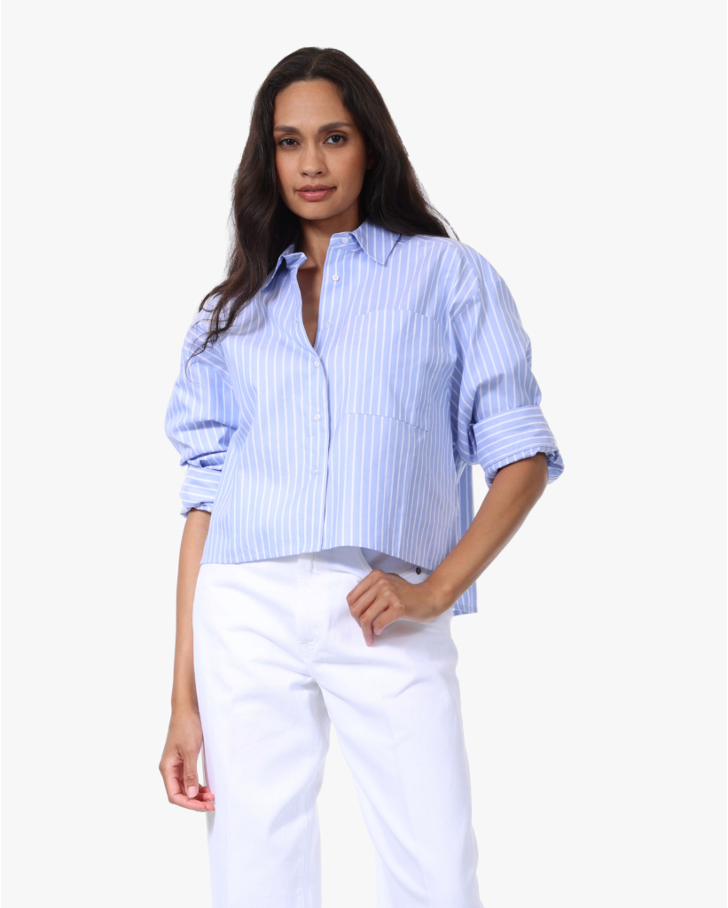Ocean Cropped Blouse Blue Stripe