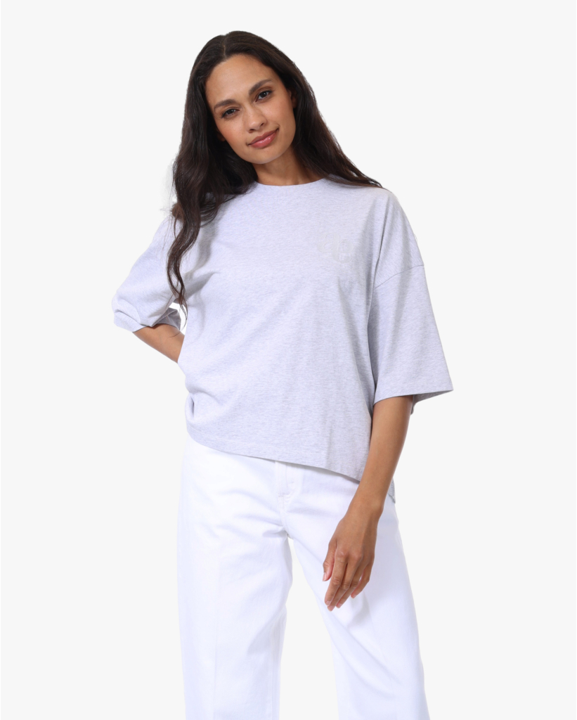 Eloise Boxy T-shirt met Print Grijs