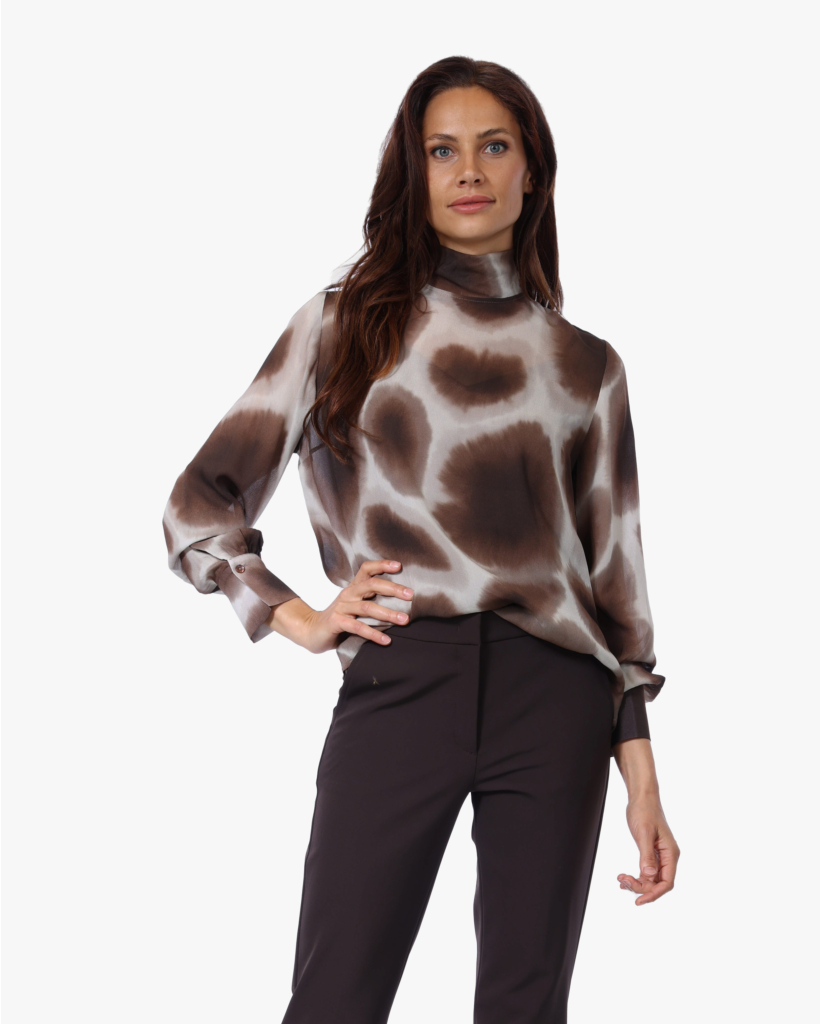 Lihana Blouse met Print Espresso Spiaggia