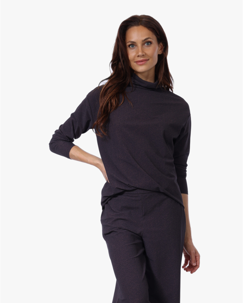 Cobi Pique Travel Turtleneck Merlot Blend