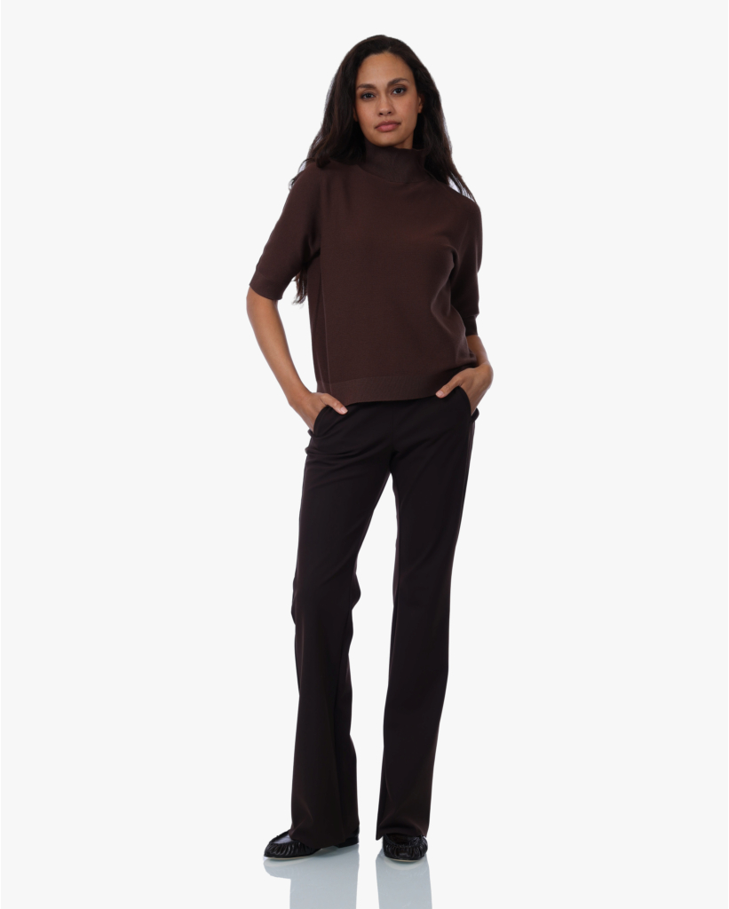 Korte Mouw Turtleneck Knit Dark Mink