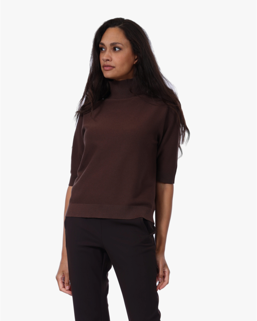 Korte Mouw Turtleneck Knit Dark Mink