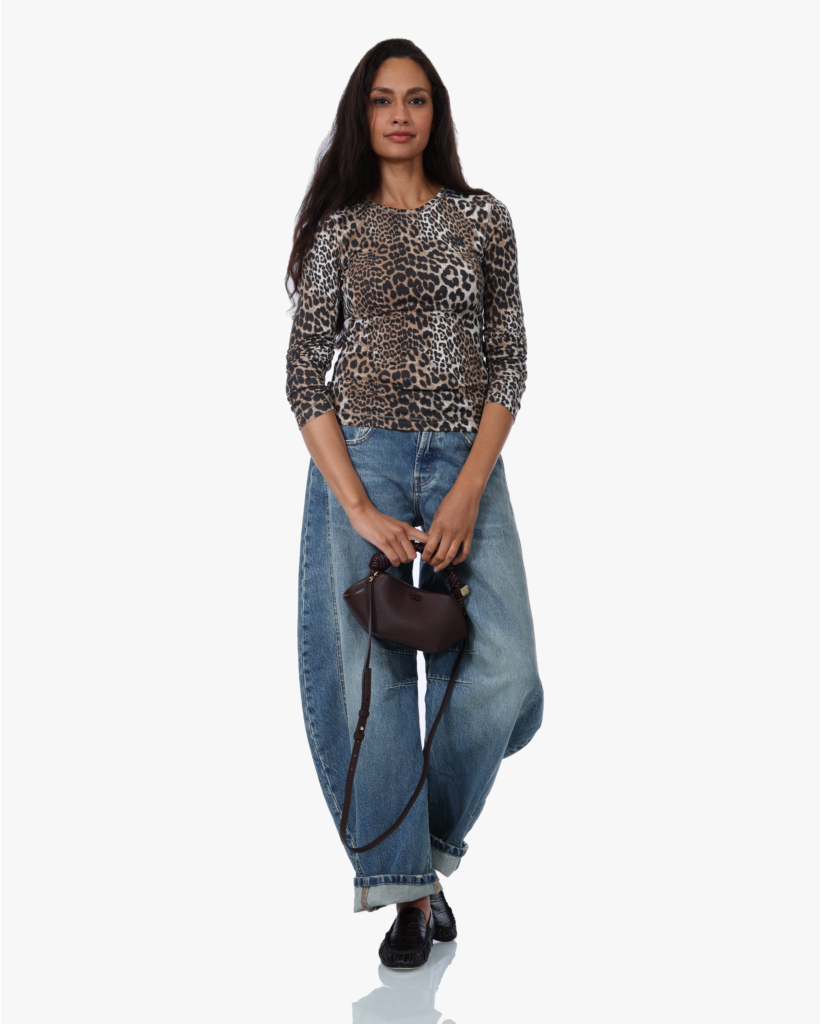 Rib Luipaardprint Longsleeve Almond Milk