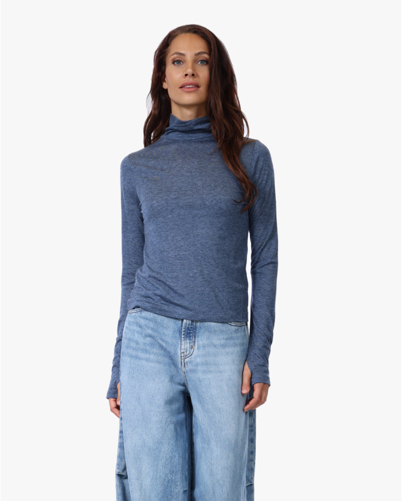 Talmio Gemêleerde Turtleneck Blauw