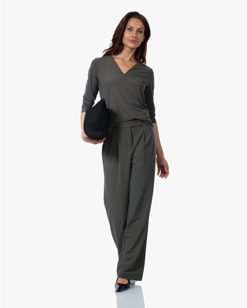 Miry Travel V-hals Tee Olive Night