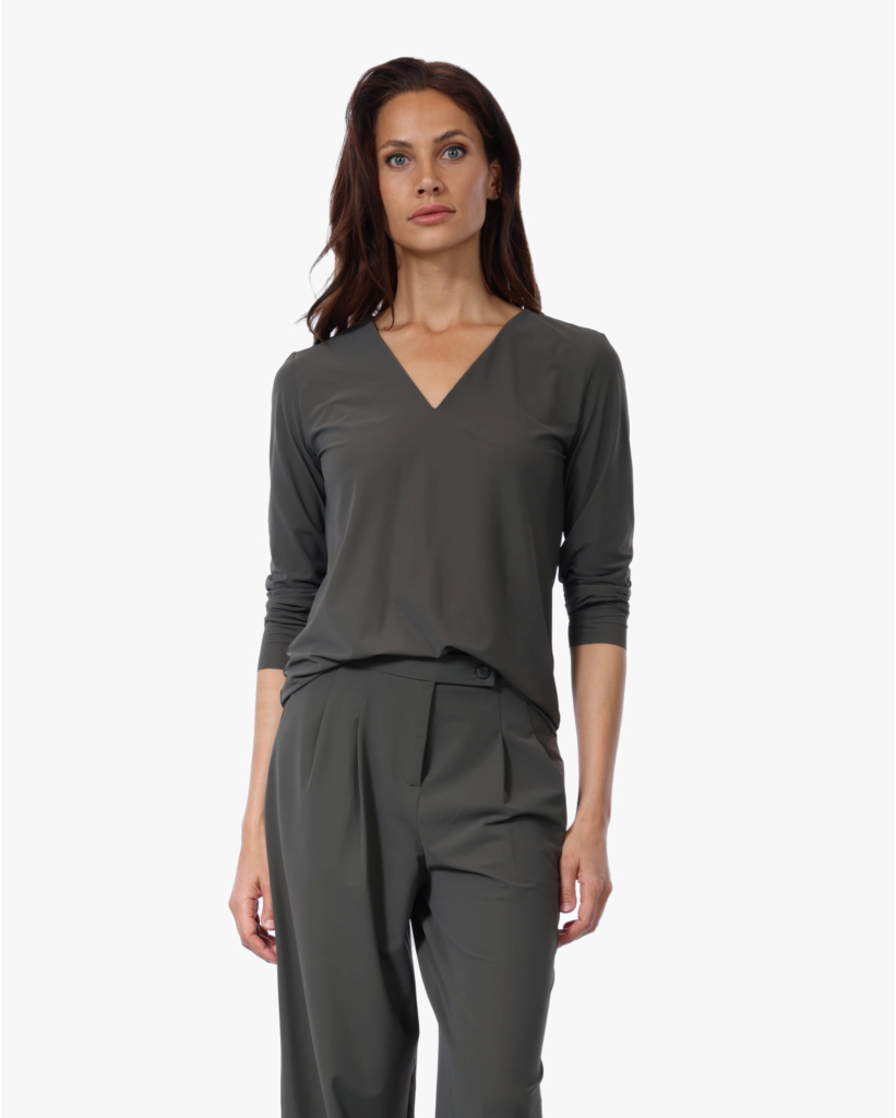 Miry Travel V-hals Tee Olive Night