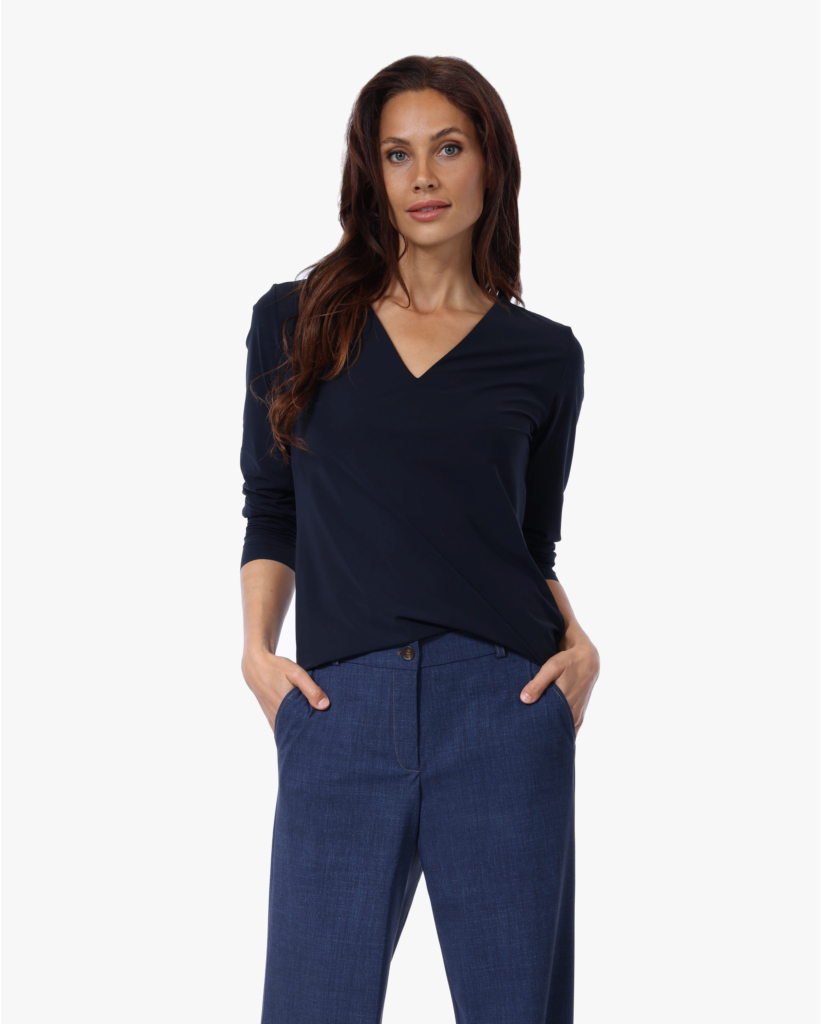 Miry Travel V-hals Tee Olive Zwartblauw