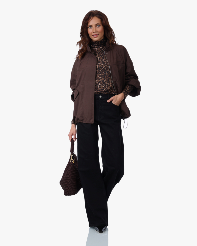 Jersey Luipaard Turtleneck Copper
