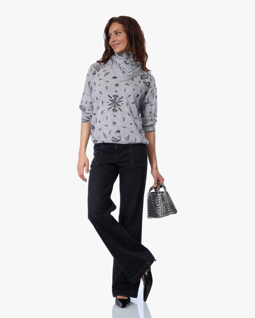 Ariane Cashmere Print Sweater Ash