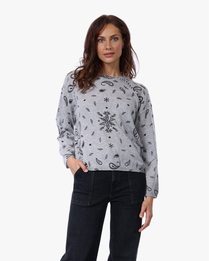 Ariane Cashmere Print Sweater Ash