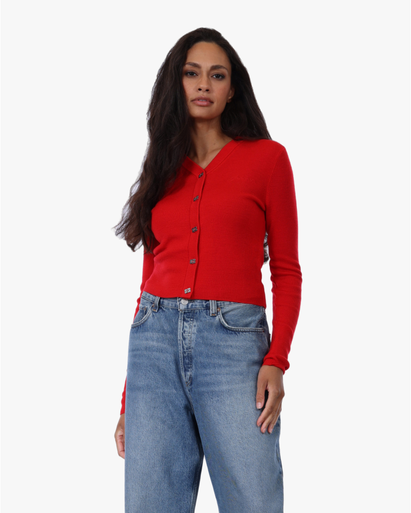 Wollen Vest met Zilveren Knopen Goji Berry