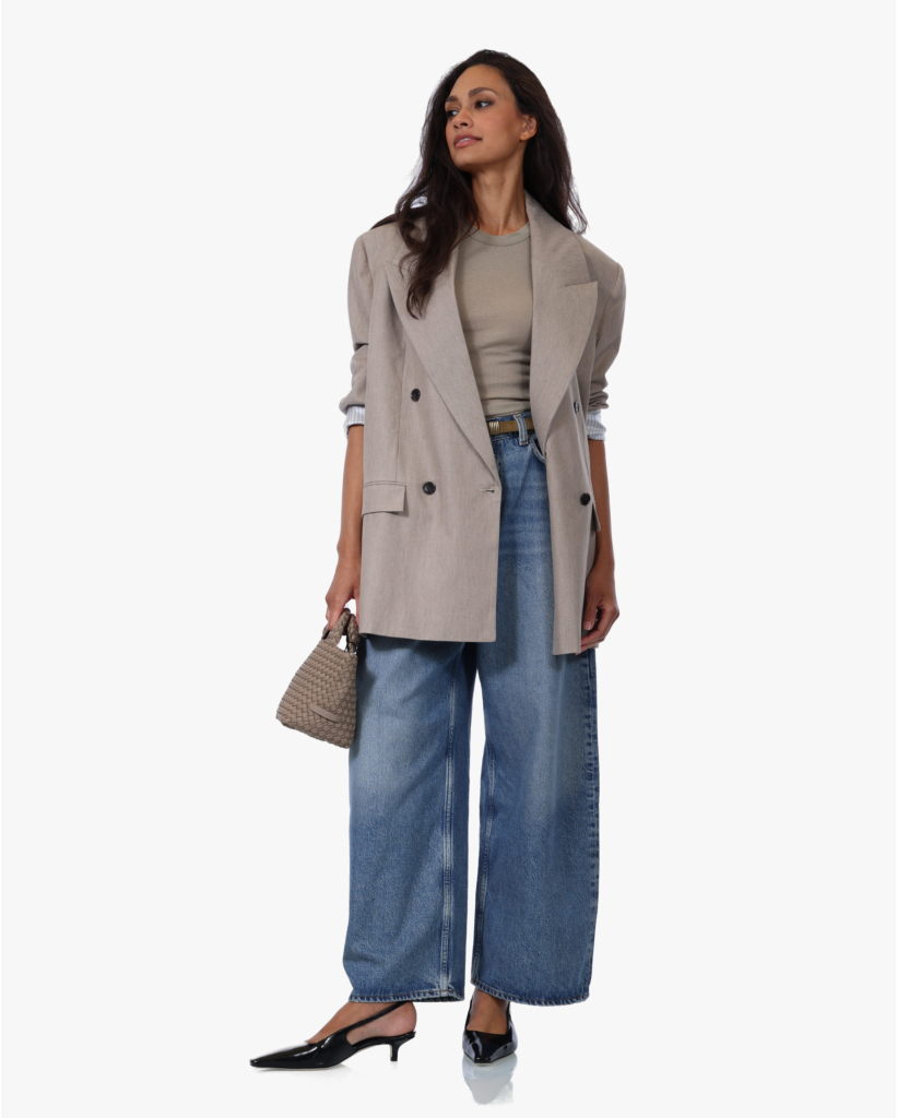 Katoen/Kasjmiermix Ribbed Crew Overcast