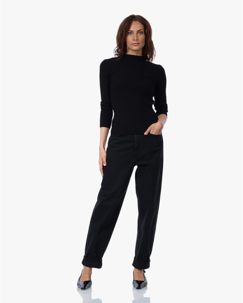 Rib Longsleeve Zwart