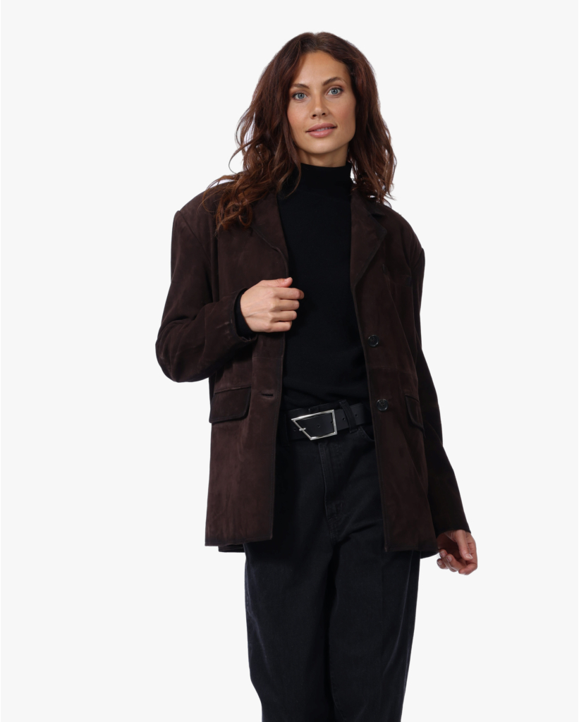 Jill Suede Blazer Donker Bruin