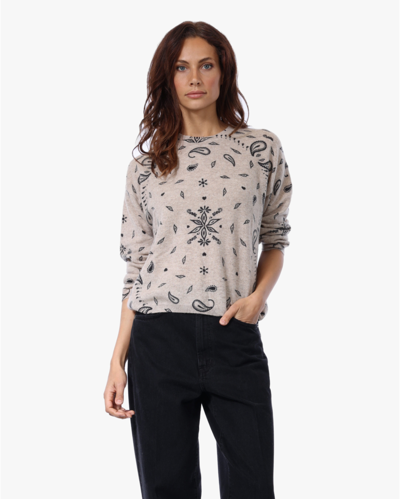 Ariane Cashmere Print Sweater Oat