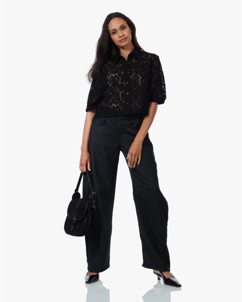 Shayna Kanten Blouse Zwart
