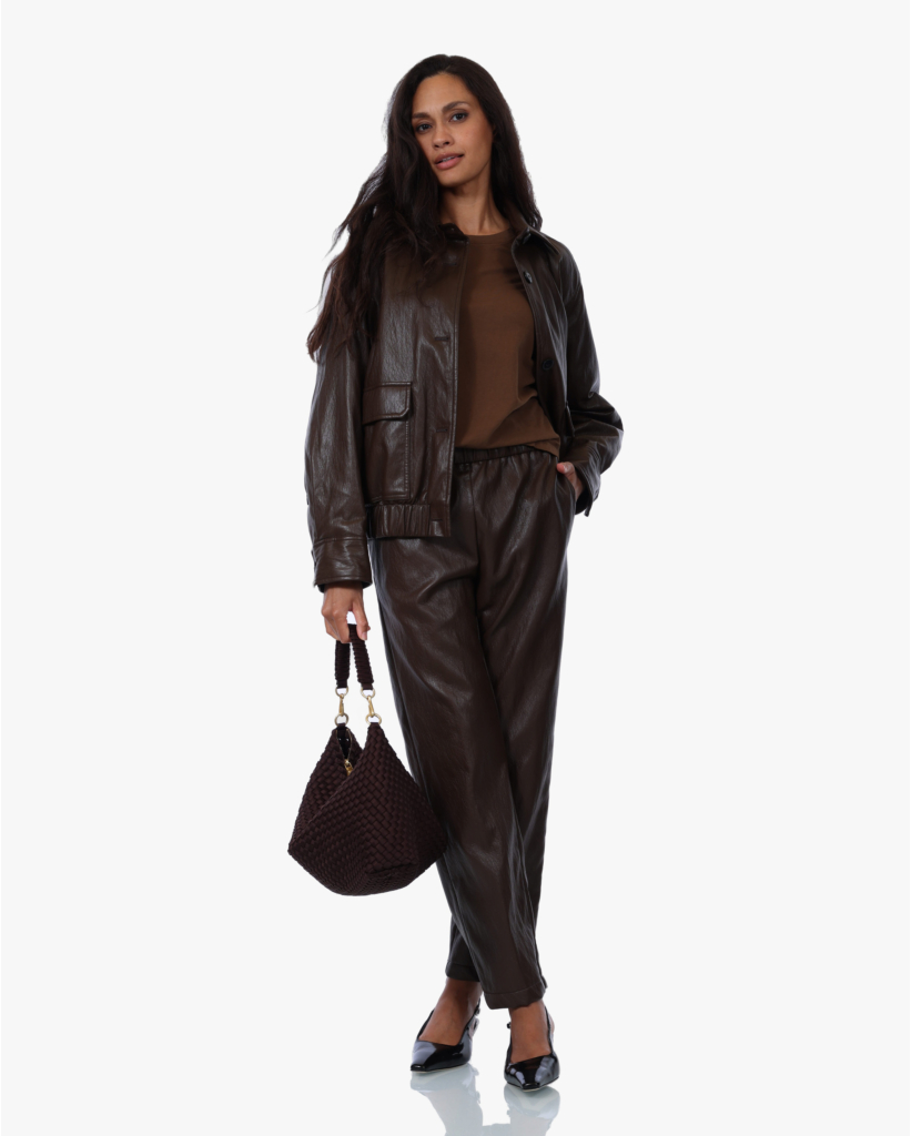 Leerlook Pull-on Pantalon Mahogany