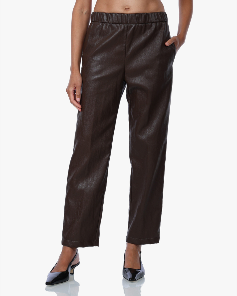 Leerlook Pull-on Pantalon Mahogany