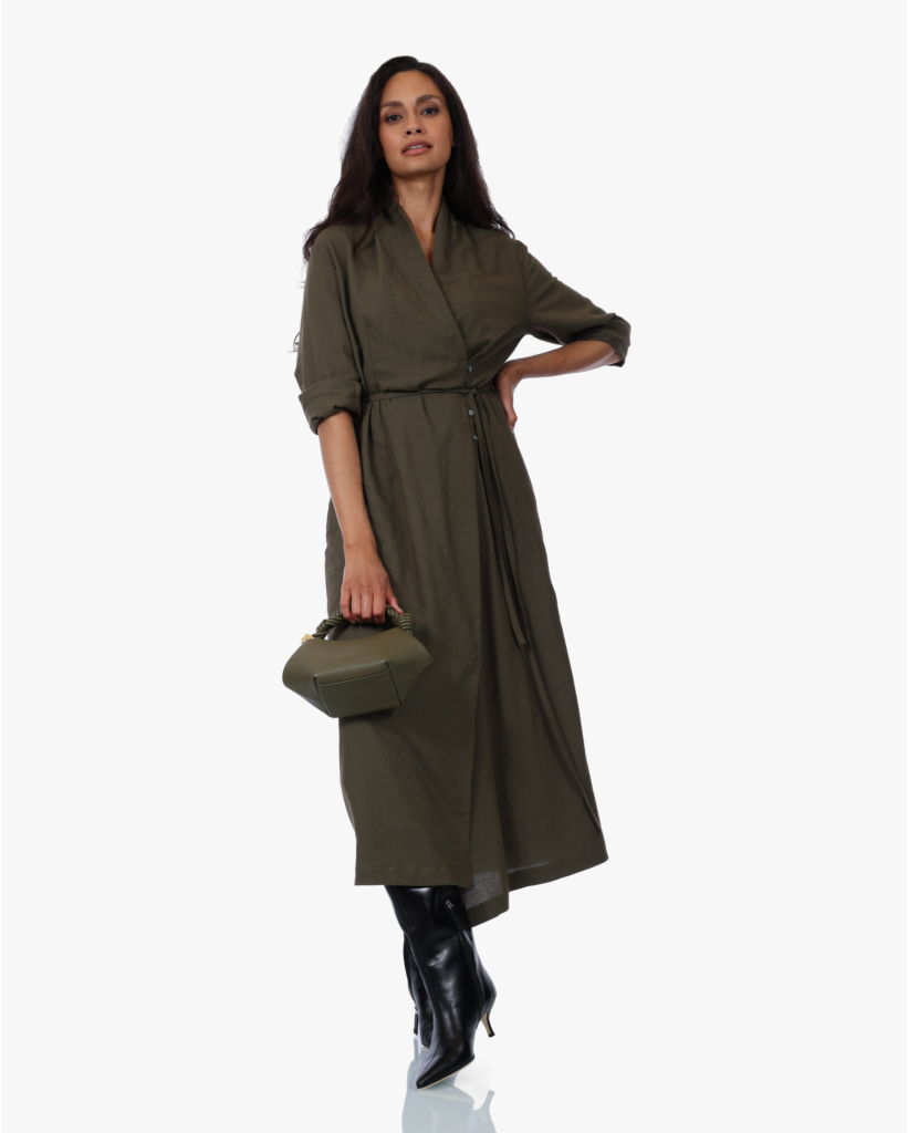 Maxi Overslag Jurk Military Green